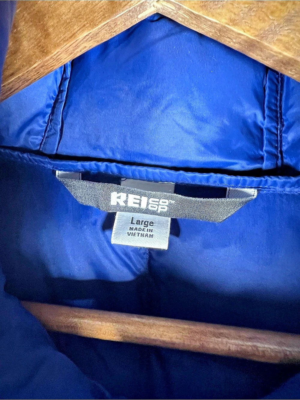 REI Co-Op 650 Hooded 2.0 Mens Large Blue Packable Puffer Jacket Hiking Outdoor - Picture 7 of 9